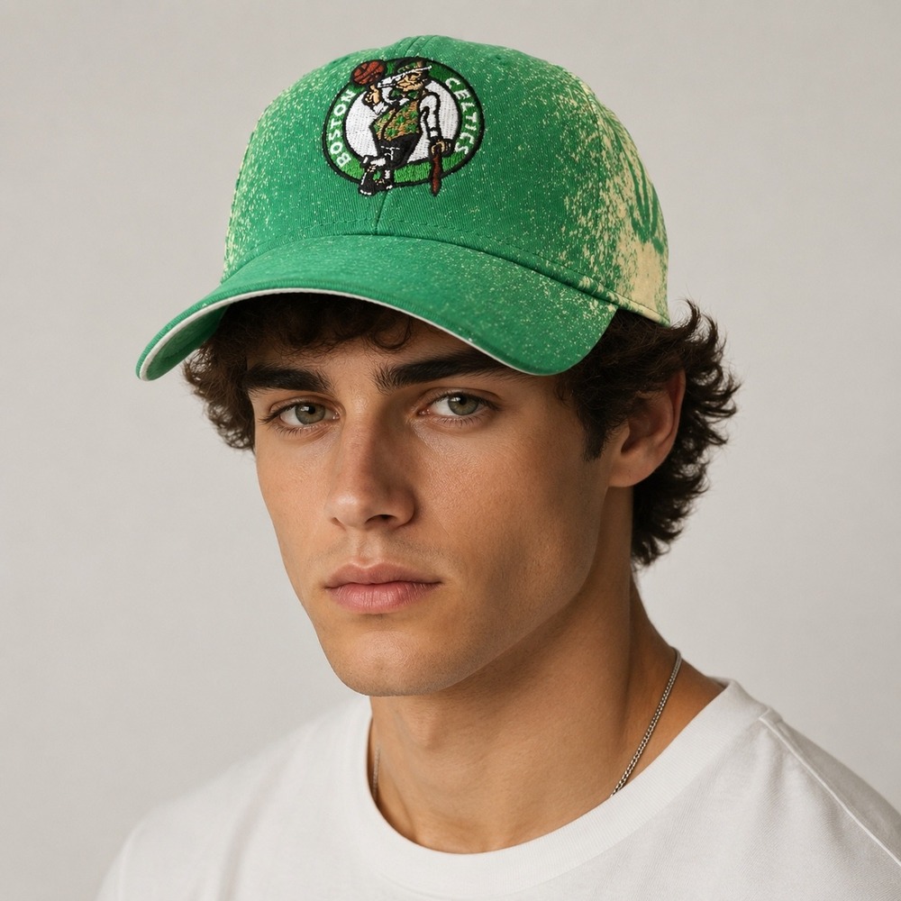 Boston Celtics Bleached Dad Hat Y2K Streetwear Grunge NBA‎ Basketball Cap Green